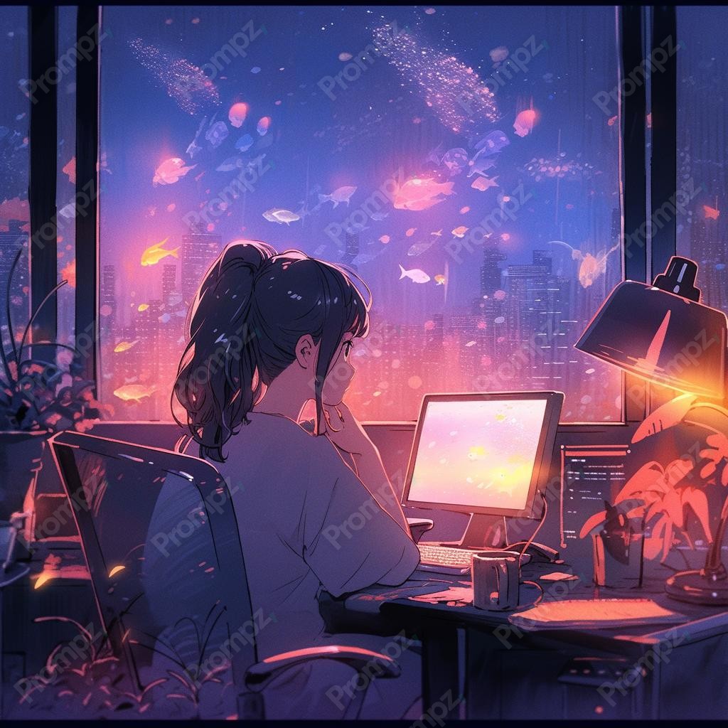 Preview of Midjourney Prompt Lofi Art Style image example 2 Midjourney V6 Prompt for Lofi Art Style Preview 2
