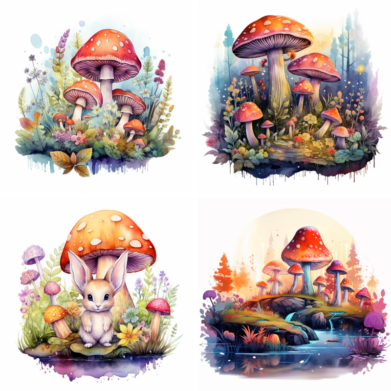 Watercolored Mushroom