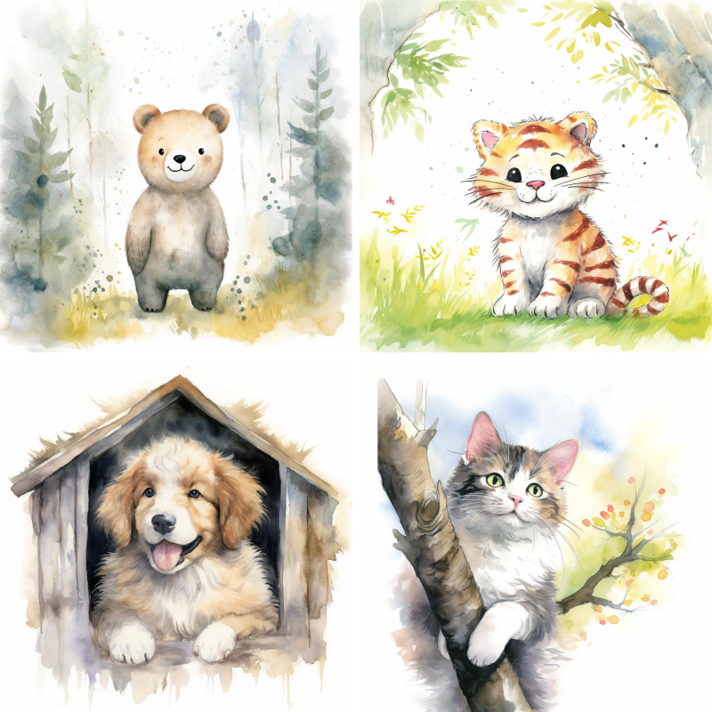 Watercolored Animals