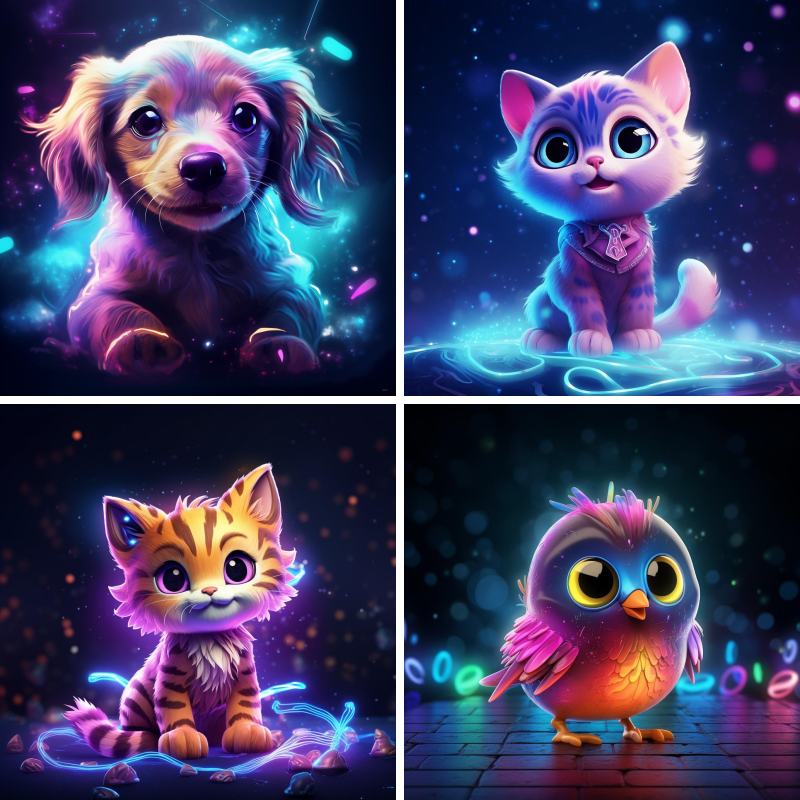 Neon Animal Illustrations