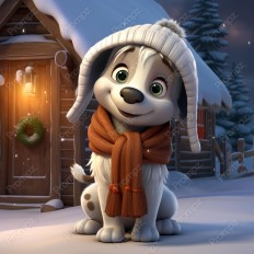 Midjourney V5.2 Prompt for Cartoon Winter Animals Thumbnail for image example 2