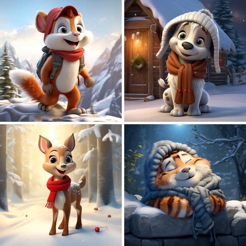 Cartoon Winter Animals