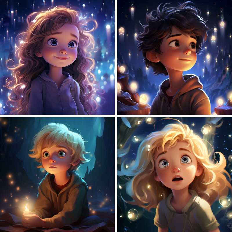 Glowing Kids Cartoon Style