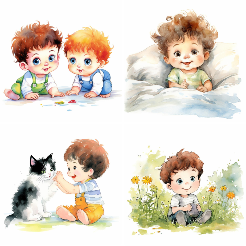 Watercolor Baby Illustration