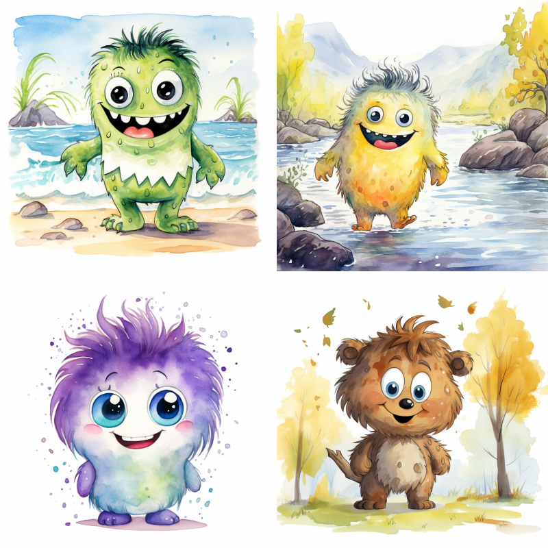 Watercolored Monsters