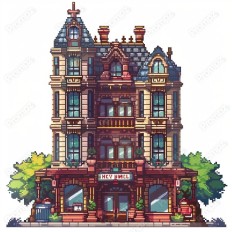 Midjourney V6 Prompt for Pixel and Gaming Buildings 2D Thumbnail for image example 2