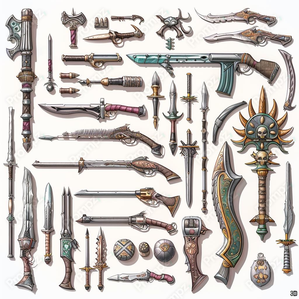 Midjourney V6 Prompt for 3D RPG Gaming Asset Sheet Preview 4