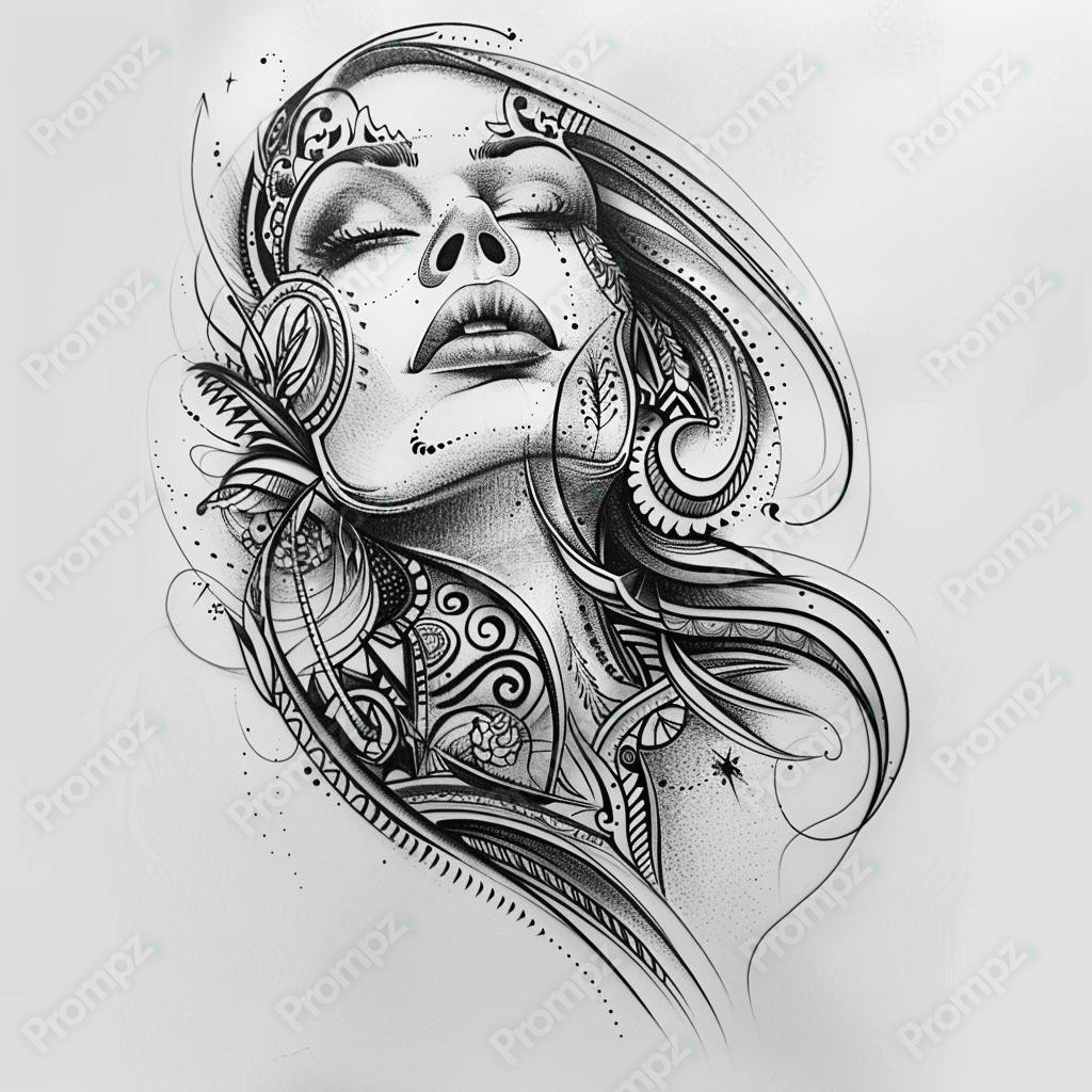 Midjourney V6 Prompt for Ink Illustrations for Tattoos Preview 1