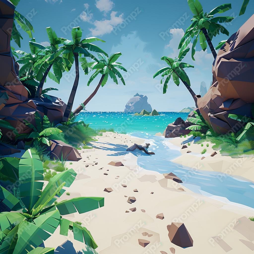 Midjourney V6 Prompt for 3D Gaming Vegetation Low Poly Preview 2