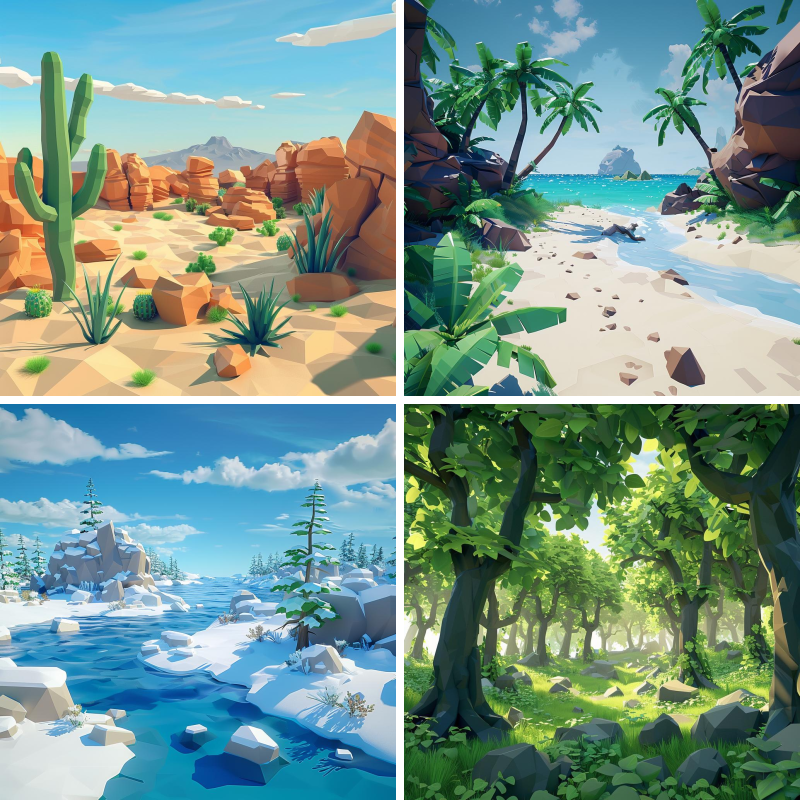 3D Gaming Vegetation Low Poly
