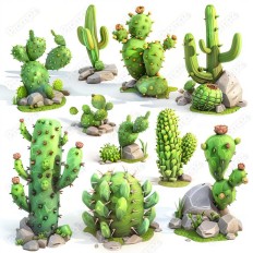 Midjourney V6 Prompt for 3D Gaming Asset Sheet for Plants and Flowers Thumbnail for image example 4