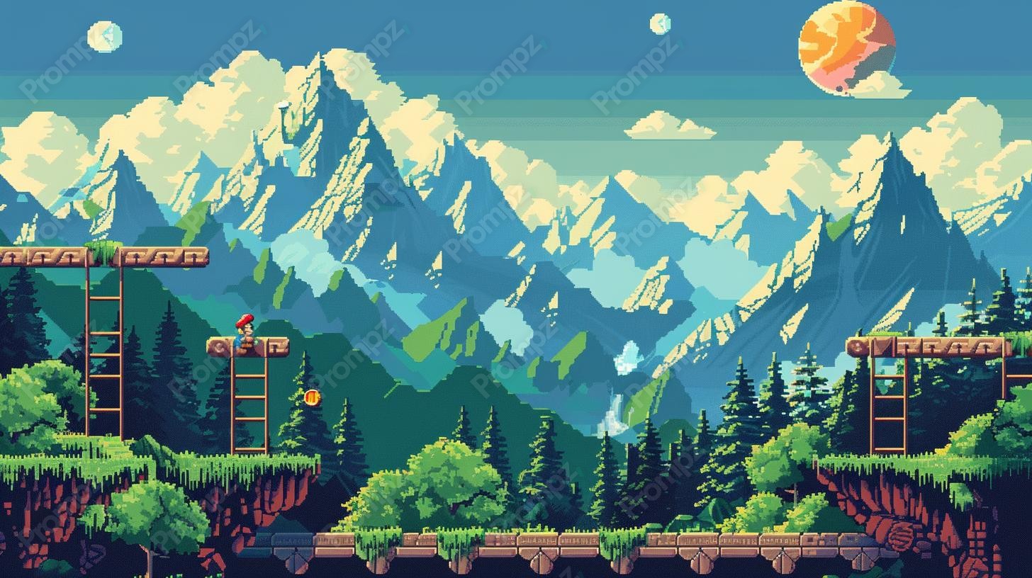 Midjourney V6 Prompt for 2D Pixel Gaming Backgrounds Preview 2