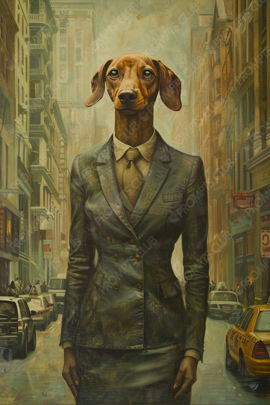 Preview of Midjourney Prompt Аn anthropomorphic dog-woman image example 4 Midjourney V7 Prompt for Аn anthropomorphic dog-woman Preview 4